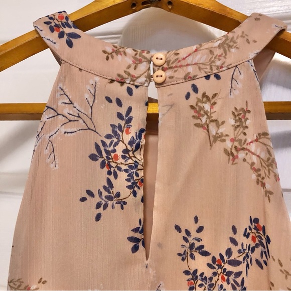 ☀️ En Focus Floral Sheer Layered High/Low Halter Dress Size 4 - Picture 5 of 10